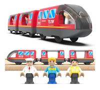 LiRiQi Battery Operated Train, Locomotive Motorized Train Toy for Toddlers 3 4 5+ Years Old Kids Boy Girl Birthday Gifts, Electric Train Compatible with Wooden Track, Thomas, Brio, Red