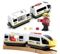 LiRiQi Battery Powered Action Locomotive Train (Magnetic Connection), Electric Train Toy for Toddlers, High Speed Electric Train Set Compatible with Thomas, Brio