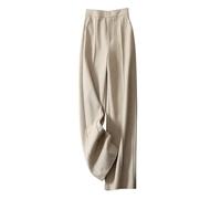 LIROMA Wide Leg Trousers For Women Office,High Waist Palazzo Trousers Wool Blended Elegant Business Office Pants Slip-On Pants Winter Warm Straight Leg Lounge Pants Bottoms,Beige,M