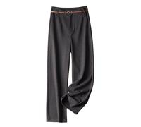 LIROMA Wide Leg Trousers For Women Winter,Vintage High Waist Palazzo Trousers Wool Blended Elegant Business Office Pants Fall Casual Straight Leg Pants Bottoms With Belt,Dark Grey,Xl