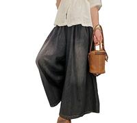 LIROMA Wide Leg Trousers Women, Denim Culottes Pants Womens Wide Leg Pants Distressed Washed Elast High Waist Palazzo Trousers Autumn Boyfriends Jeans Pants Vintage Hippie Baggy Pants Y2K Streetwear