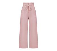 LIROMA Wide Leg Trousers Women, Tailored Leisure Pants With Wide Legs Trousers Fashion Solid Bow-Knot Elasticated High Waist Palazzo Trousers Elegant Casual Office Pants Straight Leg Pants Bottoms