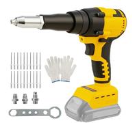 LIROPAU Cordless Rivet Gun Compatible with Dewalt 20V Battery, 1/8'' 3/16" 5/32'' Portable Automatic Rivet Nut Gun Kit with LED Light, 20 Rivets, 3 Adapters and Gloves for Plastic, Metal (No Battery)