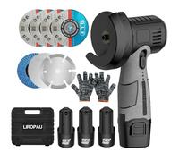 LIROPAU Mini Cordless Angle Grinder, 12V Cordless Angle Grinder with 3PCS 1500mAh, 6 Cutting Discs, 1 Small Wrench, 1 Gloves, 19500RPM, for Cutting, Polishing and Grinding