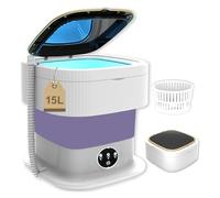 LIROPAU Portable Mini Washing Machine, 15L Camping Washing Machine Mini with Spinner, Deep Cleaning of Underwear, Baby Clothes, Socks for Homes, Dormitories, Travel, Touring Cars