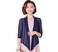 LIRU Women'S Shrugs,Women'S Bolero Shrug Half Sleeves Cardigan Stylish Mesh See-Through Blouse Jacket Front Tie Summer Cardigan Open Front Festival Jacket Office Beach Cover-Ups For Dresses,Navy,Xl