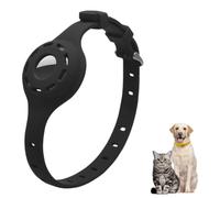 LiRui.R Airtag Silicone Protective Collar, Luminous Adjustable Loss Prevention, Eye-catching Pet Collar for Cats and Small Dogs (Black)