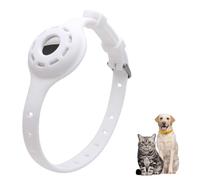 LiRui.R Airtag Silicone Protective Collar, Luminous Adjustable Loss Prevention, Eye-catching Pet Collar for Cats and Small Dogs (White)