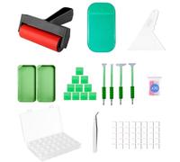 LIRUNQIU 46 PCS Diamond PaintingTools Kit, Complete Accessories Set with Anti-Slip Mat, Tweezers, Roller, Wax Pen, Storage Containers, Trays for Adults Kids Beginners Art Crafts(Green)