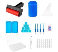 LIRUNQIU 46 PCS Diamond PaintingTools Kit, Complete Accessories Set with Anti-Slip Mat, Tweezers, Roller, Wax Pen, Storage Containers, Trays for Adults Kids Beginners Art Crafts(Blue)