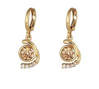 Lirzxin 14K Gold Dangle Earrings for Women, Hoop with Champagne Round Citrine Dangle Earrings for Women Gold