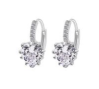 Lirzxin 14K Gold Earrings for Women, Circle with Heart Shape Moissanite Huggie Hoop Earrings for Women White Gold