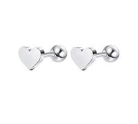 Lirzxin 14K Gold Earrings for Women, Polished Heart Helix Cartilage Stud Earrings for Women Men White Gold