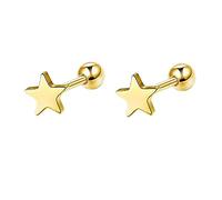 Lirzxin 14K Gold Earrings for Women, Polished Star Helix Cartilage Stud Earrings for Women Men Gold