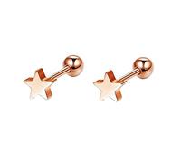 Lirzxin 14K Gold Earrings for Women, Polished Star Helix Cartilage Stud Earrings for Women Men Rose Gold
