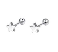 Lirzxin 14K Gold Earrings for Women, Polished Star Helix Cartilage Stud Earrings for Women Men White Gold