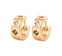 Lirzxin 14K Gold Hoop Earrings for Women, Elegant Rhombus Citrine Pink Crystal Peridot Huggie Hoop Earrings for Women Gold