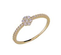 Lirzxin 14K Gold Promise Ring for Her, Engagement Rings for Women Thin Flower with Round Diamond Wedding Bands Gold Size K 1/2