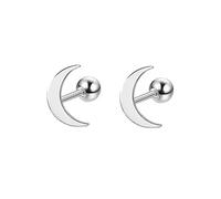Lirzxin 14K Gold Stud Earrings for Women, Polished Moon Helix Cartilage Stud Earrings for Women Men White Gold