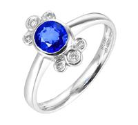 Lirzxin 14K White Gold Wedding Ring for Women, Promise Rings for Her Crab Design Oval 1.13ct Blue Lab Created Sapphire and Moissanite Rings Size S 1/2 White Gold