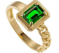 Lirzxin 14K Yellow Gold Eternity Ring for Women, Engagement Ring for Women Elegant Chain Design Rectangular Tsavorite Wedding Bands Gold Size M 1/2