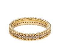 Lirzxin 14K Yellow Gold Rings for Women, Eternity Ring for Women Vintage Bead Edge Design with Row Diamond Wedding Bands Gold Size P 1/2