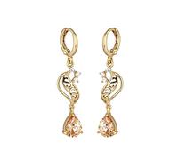 Lirzxin 18K Gold Earrings for Women, Hoop with Hollow Animal Waterdrop Citrine Dangle Earrings for Women Gold
