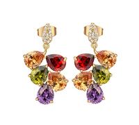 Lirzxin 18K Gold Earrings for Women, Waterdrop Amethyst Citrine Peridot Lab Ruby Dangle Earrings for Women Gold