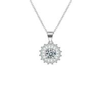 Lirzxin 18K Gold Necklace Chain Women, Charm Choker Dainty Necklaces Shiny Classic Round Design with Lab Diamond Pendant Necklace for Women White Gold