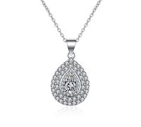 Lirzxin 18K Gold Necklace for Women, Charm Choker Dainty Necklaces Shiny Waterdrop with Lab Diamond Chain Necklace for Women White Gold