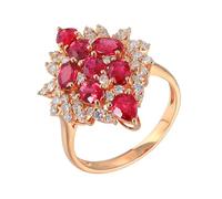 Lirzxin 18K Rose Gold Engagement Ring for Women, Promise Rings for Her Luxury 2.15ct Oval Red Lab Created Ruby and 0.63ct Moissanite Ring Size P 1/2 Rose Gold