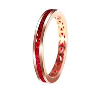 Lirzxin 18K Rose Gold Promise Ring for Women, Womens Rings Engagement Classic Shiny Row with 1.2ct Square Red Lab Created Ruby Rings Size J 1/2 Rose Gold