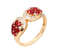 Lirzxin 18K Rose Gold Rings for Women, Womens Wedding Ring Elegant 0.75ct Waterdrop Red Lab Created Ruby and Moissanite Rings Size X 1/2 Rose Gold