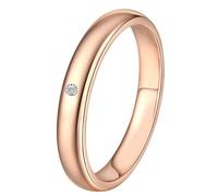 Lirzxin 18K Rose Gold Wedding Ring for Women, Womens Promise Rings Simple Solitaire Round Lab Created Diamond 0.02ct Rings Size O 1/2 Rose Gold