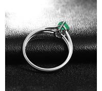 Lirzxin 18K White Gold Rings for Women, Wedding Ring Women 3 Prong Waterdrop 0.75ct Green Lab Created Emerald and Moissanite Rings Size T 1/2 White Gold