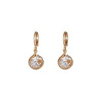 Lirzxin 18K Yellow Gold Dangle Earrings for Women, Flower Vine Design Hoop with Oval Moissanite Dangle Earrings for Women Gold