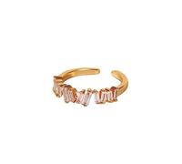 Lirzxin 18K Yellow Gold Engagement Ring for Women, Eternity Ring for Women Adjustable Open Simple Rectangular Lab Diamond Wedding Bands Gold Size Q 1/2