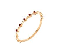 Lirzxin 18K Yellow Gold Eternity Ring for Women, Women's Ring Engagement Thin Crown Design with Round Ruby Wedding Bands Gold Size O 1/2