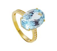 Lirzxin 18K Yellow Gold Ring Band for Women, Promise Rings for Women Shiny 4 Claw Oval Topaz and Square Lab Diamond Wedding Bands Gold Size S 1/2