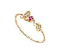 Lirzxin 18K Yellow Gold Ring for Women, Women Rings Wedding Love with Solitaire Round Ruby Wedding Bands Gold Size U 1/2
