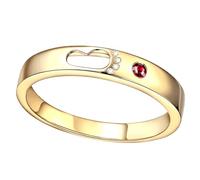 Lirzxin 18K Yellow Gold Ring Men, Promise Rings for His Hollow Footprint Design Red Lab Created Ruby and Moissanite Ring Size P 1/2 Yellow Gold