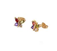 Lirzxin 18K Yellow Gold Stud Earrings for Women, Butterfly with Amethyst Ruby Citrine Peridot Helix Cartilage Stud Earrings for Women Gold