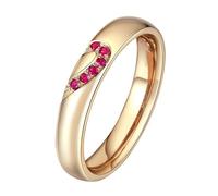 Lirzxin 18K Yellow Gold Wedding Rings for Men, Promise Ring for His Puzzle Heart Design with Round Red Lab Created Ruby 0.1ct Rings Size W 1/2 Yellow Gold