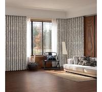 Lirzxin 2 Panels Blackout Curtain for Bedroom 63" Drop, Chenille Window Treatments Blackout Curtains Eyelets Jacquard Retro Architecture Curtain Living Room Beige White Black, 40 x 63 Inches