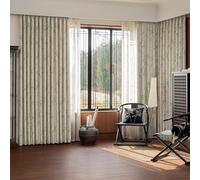 Lirzxin 2 Panels Blackout Curtains for Living Room 106" Drop, Chenille Window Blackout Curtains Hook Chinese Style Leaves Window Curtain for Room Darkening Beige Grey Green, 79 x 106 Inches