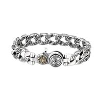 Lirzxin 925 Sterling Silver Bracelet for Men, 12MM Wide Vintage Pi Xiu Pattern Charm Bracelet for Men Silver 20CM Length