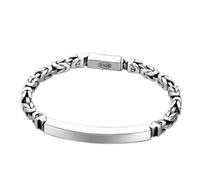 Lirzxin 925 Sterling Silver Bracelet for Men, 4MM Vintage Simple Polished Byzantine Chain Charm Bracelet for Men Silver 20CM Length
