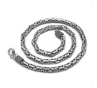 Lirzxin 925 Sterling Silver Chain Necklace for Men, 5MM Vintage Byzantine Chain Necklaces for Men Silver 55CM Length