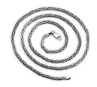 Lirzxin 925 Sterling Silver Chain Necklace for Women Men, Simple Vintage 2.5MM Byzantine Chain Necklaces for Men Women Silver 50CM Length