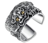 Lirzxin 925 Sterling Silver Rings for Men, Open Vintage Tao tie Pattern Ring for Men Silver Size Adjustable